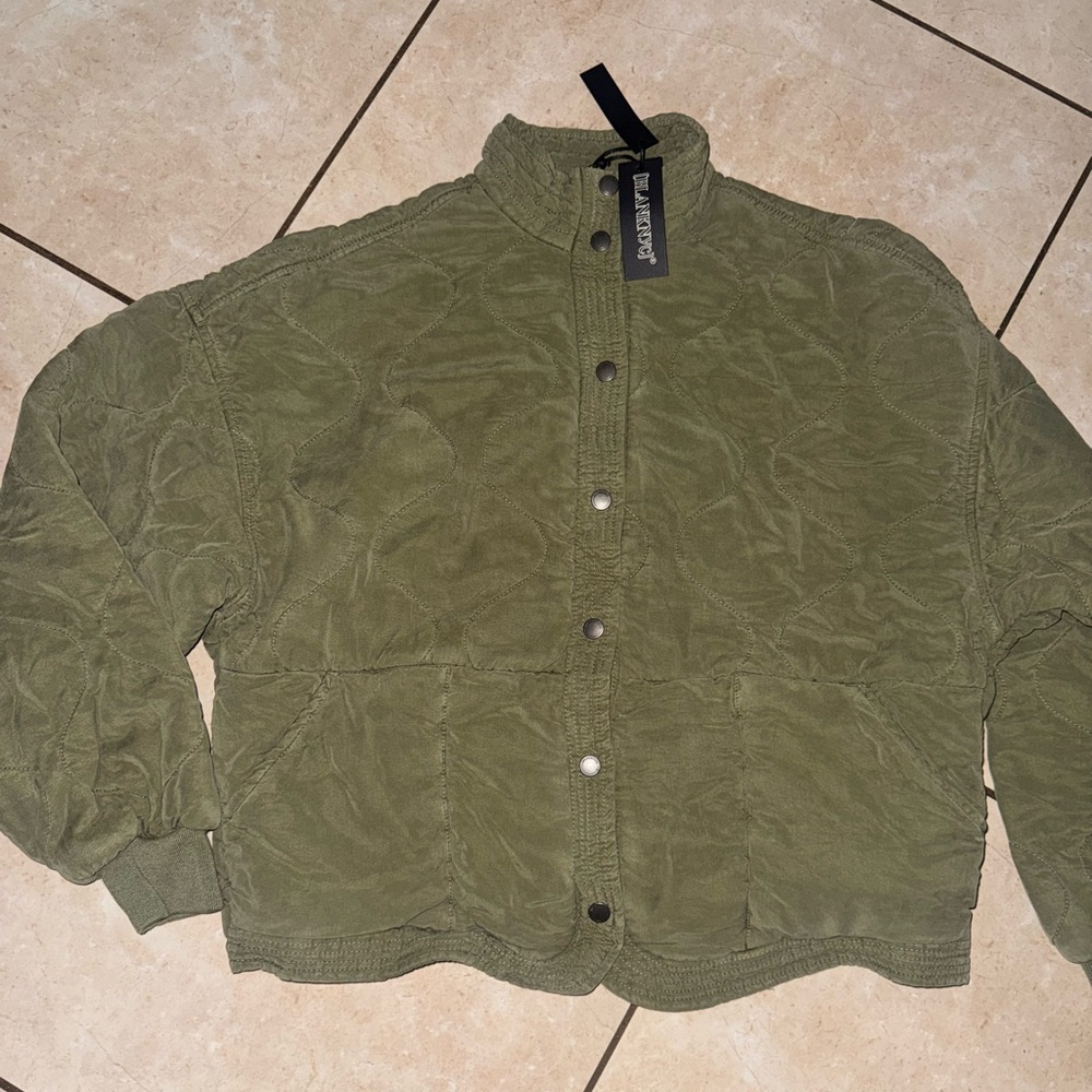 [BLANKNYC] Womens Luxury Clothing Tencel Drop Shoulder Quilted Jacket M green